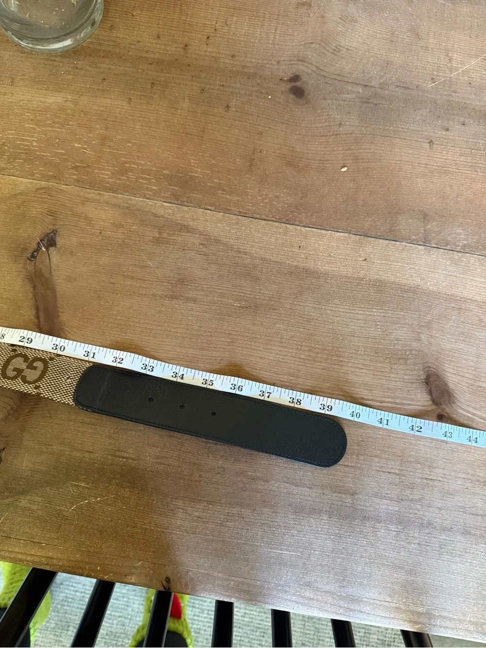 GG Supreme Canvas Double G Belt Black Brown Gold Size 85/34